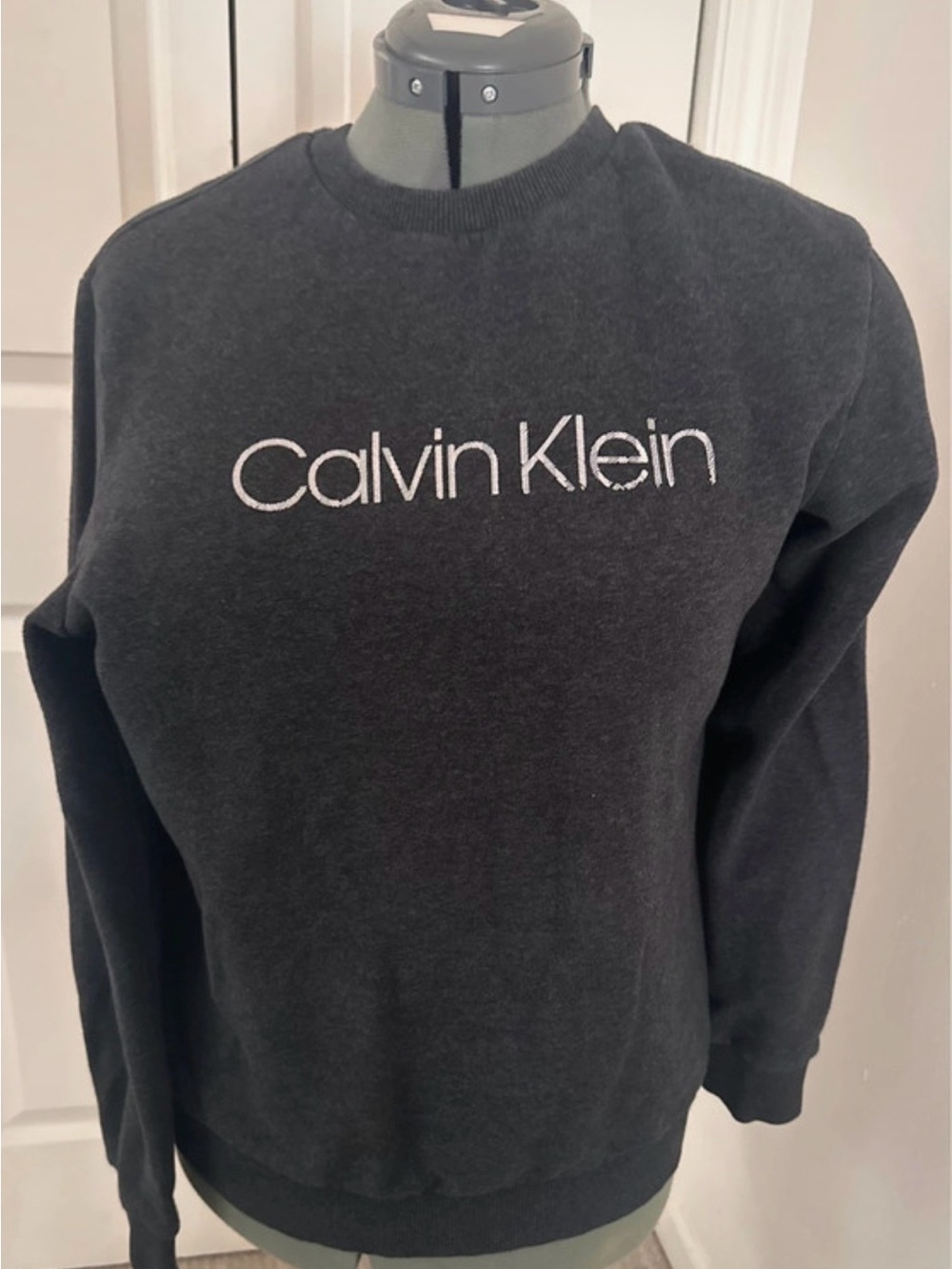 Calvin Klein Men's Dark Gray Logo Crewneck Sweater